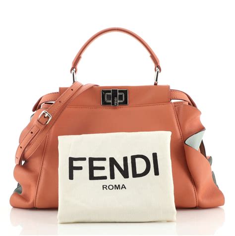 fendi small teal ruffle leather bag|Fendi peekaboo handbags.